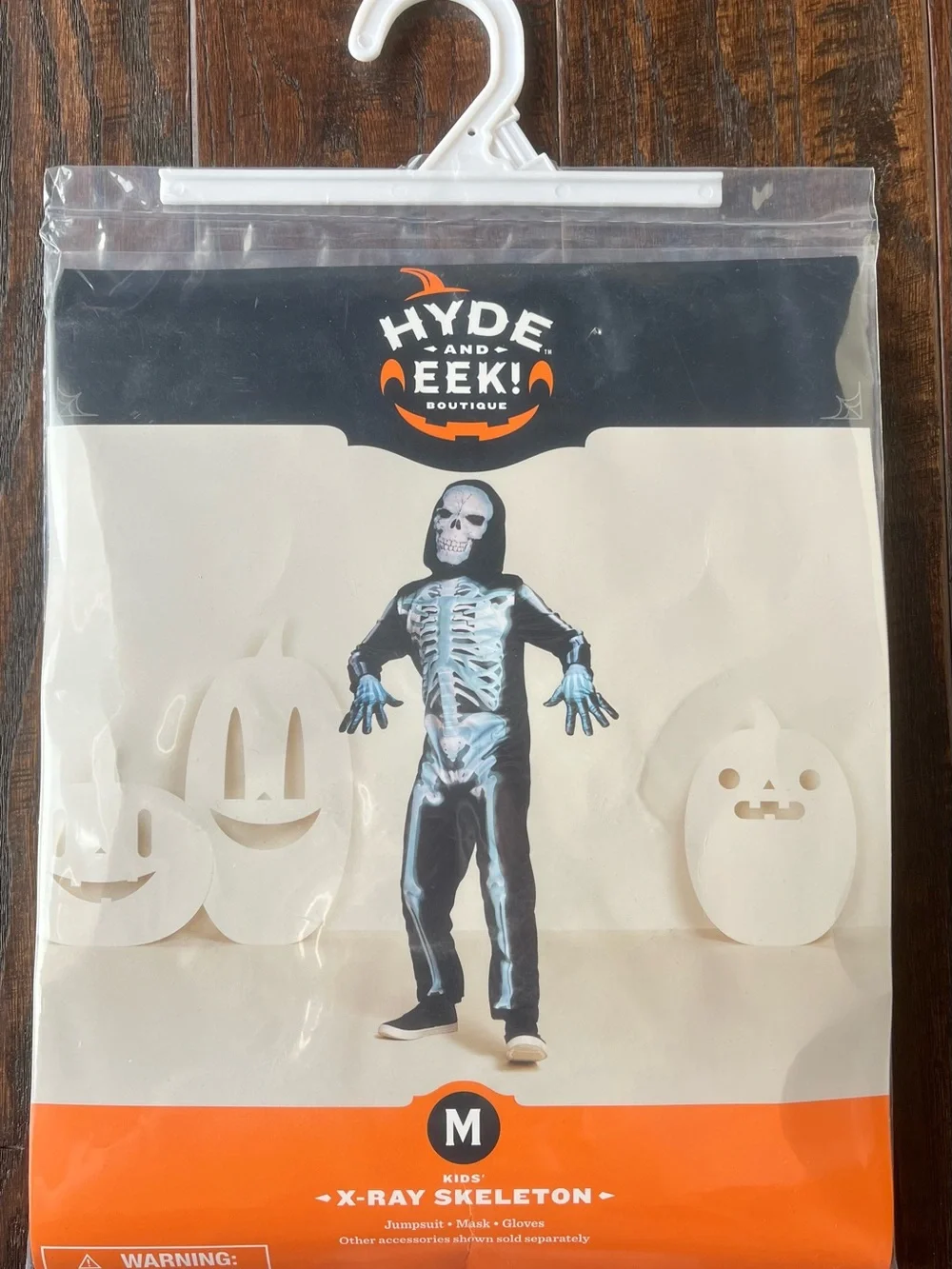 Kids Blue Glow Skeleton Costume with Hooded Mask